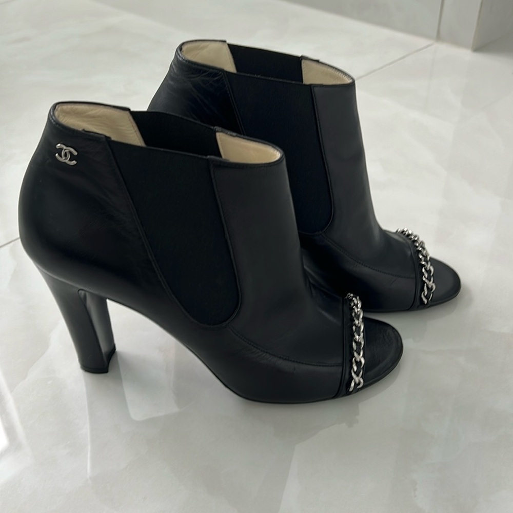 Chanel peep toe booties